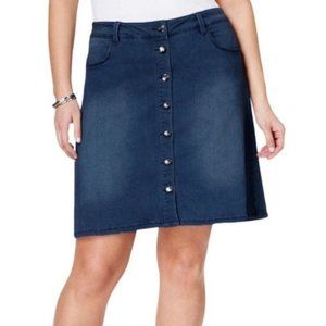 Nanette Lepore Nippon Button Front A-Line Denim Skirt Plus Size 18W